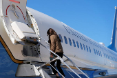 Homeland Security Secretary Kristi Noem departs Pratica di Mare Air Base near Rome