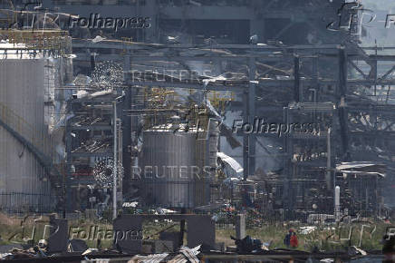 A view of the site of the chemical plant explosion in Gaomi