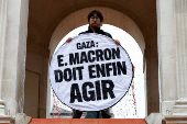 Human rights activists demonstrate in support of Palestinians in Gaza, in Paris