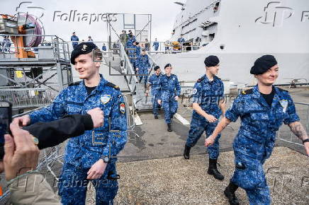 Navy ship Zr.Ms. Tromp returns home after deployment in the Baltic Sea and Arctic