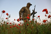 Ukrainian serviceman is seen on a front line in Zaporizhzhia region