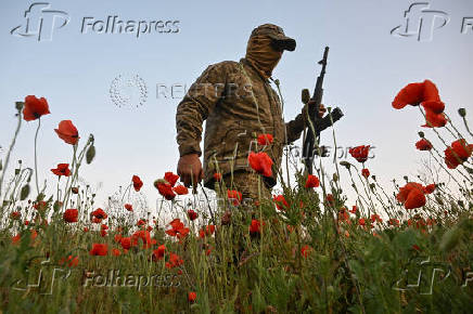 Ukrainian serviceman is seen on a front line in Zaporizhzhia region