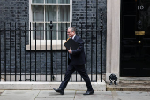 British Prime Minister Keir Starmer leaves 10 Downing Street in London