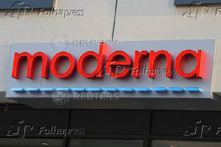 FILE PHOTO: FILE PHOTO: A sign marks the headquarters of Moderna in Cambridge