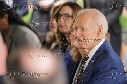 Former U.S. President Biden attends a ceremony at Veterans Memorial Park in New Castle