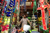 Roadside shop sells ornaments ahead of Eid al-Adha in Peshawar