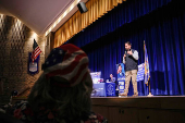 U.S. Congressman Mike Lawler (R-NY) attends a town hall meeting in Mahopac, New York