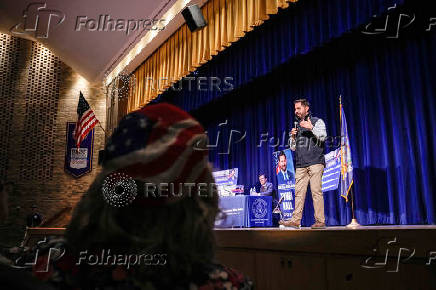 U.S. Congressman Mike Lawler (R-NY) attends a town hall meeting in Mahopac, New York