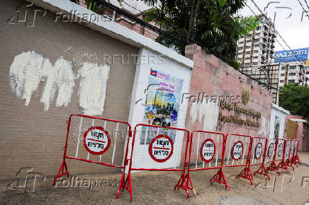 A general view in front of the Royal Embassy of Cambodia, after Thailand has recalled its ambassador to Cambodia an expelled Cambodia's ambassador, amid border disputes in Bangkok