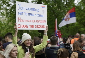 Serbian students on bike journey to protest corruption arrive in Strasbourg