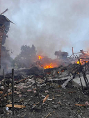 Aftermath of a Russian drone and missile strike in Kyiv region