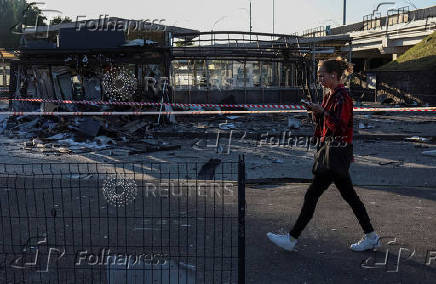 Aftermath of Russian drone and missile attacks in Kyiv