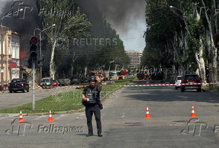 Aftermath of a Russian drone strike in Zaporizhzhia