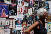 Posters advertising plays during the Avignon Festival in Avignon