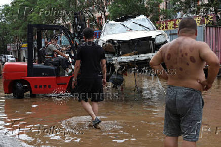 Aftermath of heavy rainfall in Miyun district of Beijing