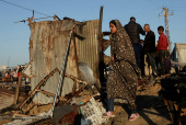 Aftermath of an Israeli strike on a tent camp sheltering displaced people, in Khan Younis