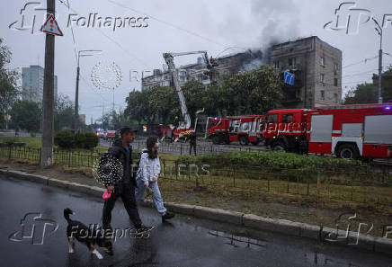 Russian drone and missile strike in Kyiv