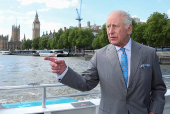 Britain's King Charles visits the Thames Tideway Tunnel Project in London