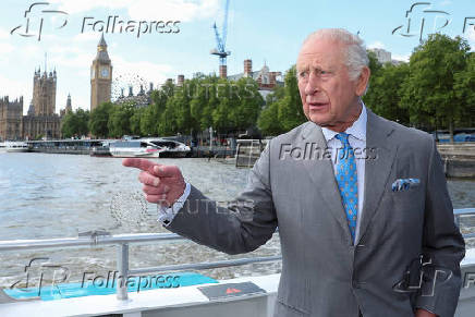 Britain's King Charles visits the Thames Tideway Tunnel Project in London