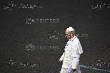 Pope Leo XIV leads Regina Caeli prayer from St Peter's Basilica, at the Vatican