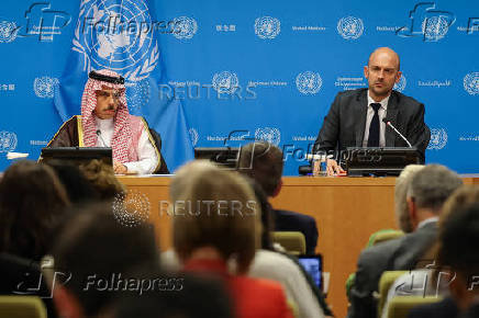 U.N. conference hosted by France and Saudi Arabia to work towards a two-state solution between Israel and the Palestinians, in New York