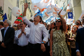 Luis Montenegro, Portugal's Prime Minister and Social Democratic Party leader of AD coalition rally on the last day of the campaign ahead of the snap elections, in Lisbon