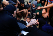Funeral of Palestinians killed in Israeli strikes, in Khan Younis