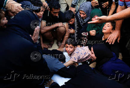 Funeral of Palestinians killed in Israeli strikes, in Khan Younis