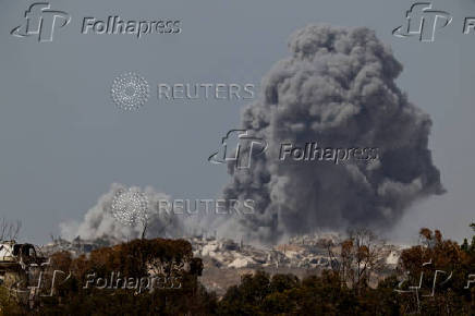 Smoke rises after an explosion in Gaza