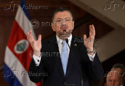Costa Rica's President Rodrigo Chaves holds a press conference, in San Jose