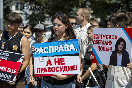 Supporters of banned pro-Russian political party Shor protest against government in Chisinau