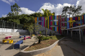 Área externa da Escola Mais no Jardim Marajoara, em SP