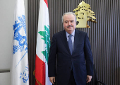 Lebanon's Finance Minister Yassin Jaber attends an interview with Reuters at the Ministry of Finance in Beirut