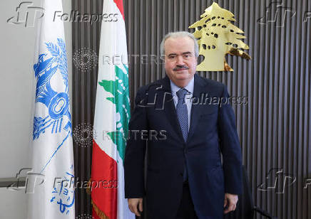 Lebanon's Finance Minister Yassin Jaber attends an interview with Reuters at the Ministry of Finance in Beirut