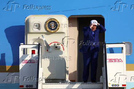 U.S. President Donald Trump arrives at Amsterdam Airport Schiphol