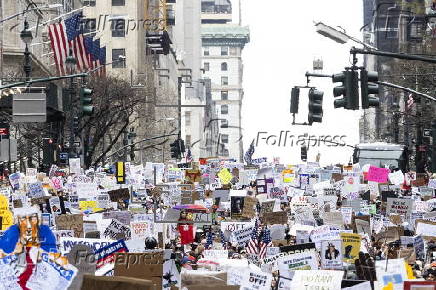 Protest against US President Trump's policies in New York