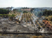 Wildfires burn in the Jerusalem hills, central Israel
