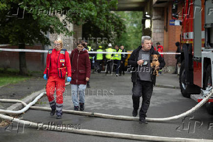 Aftermath of a Russian drone attack in Kyiv