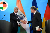 German Foreign Minister Wadephul and Indian Foreign Minister Jaishankar speak to the media,  in Berlin