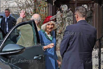 Britain's King Charles and Queen Camilla attend a service at Crathie Kirk