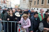 People visit the tomb of the late Pope Francis in the Papal Basilica of Saint Mary Major (Santa Maria Maggiore), in Rome
