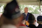 Former U.S. President Biden attends a ceremony at Veterans Memorial Park in Wilmington