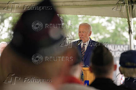 Former U.S. President Biden attends a ceremony at Veterans Memorial Park in Wilmington