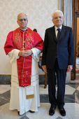 Pope Leo XIV meets Italian President Sergio Mattarella at the Vatican