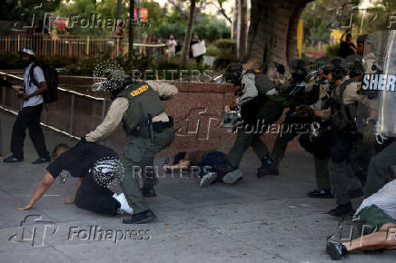 Protest against federal immigration sweeps, in Los Angeles