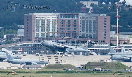 US Air Force C-17 takes off from Ramstein Air Base