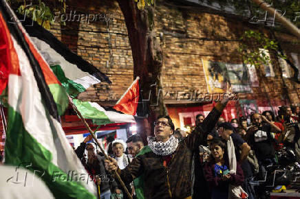 Ato de solidariedade à Palestina, no restaurante Al Janiah, no Bexiga