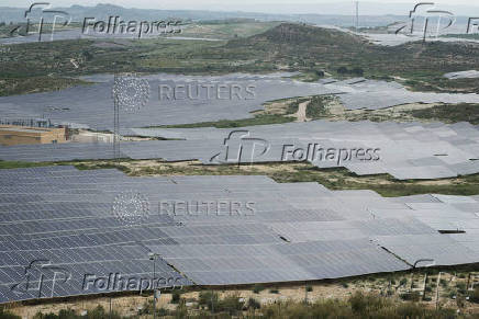 A view shows solar panels in Mula, Murcia Region
