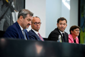Merz, Klingbeil and Soeder attend a press conference at the chancellery in Berlin