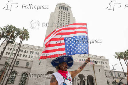 Protest against federal immigration sweeps, in Los Angeles